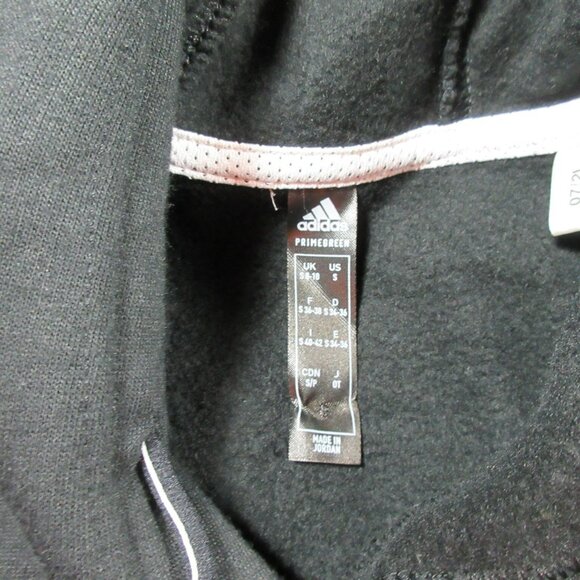 adidas womens black an white striped sleeves lined crop hoodie S - Picture 4 of 4